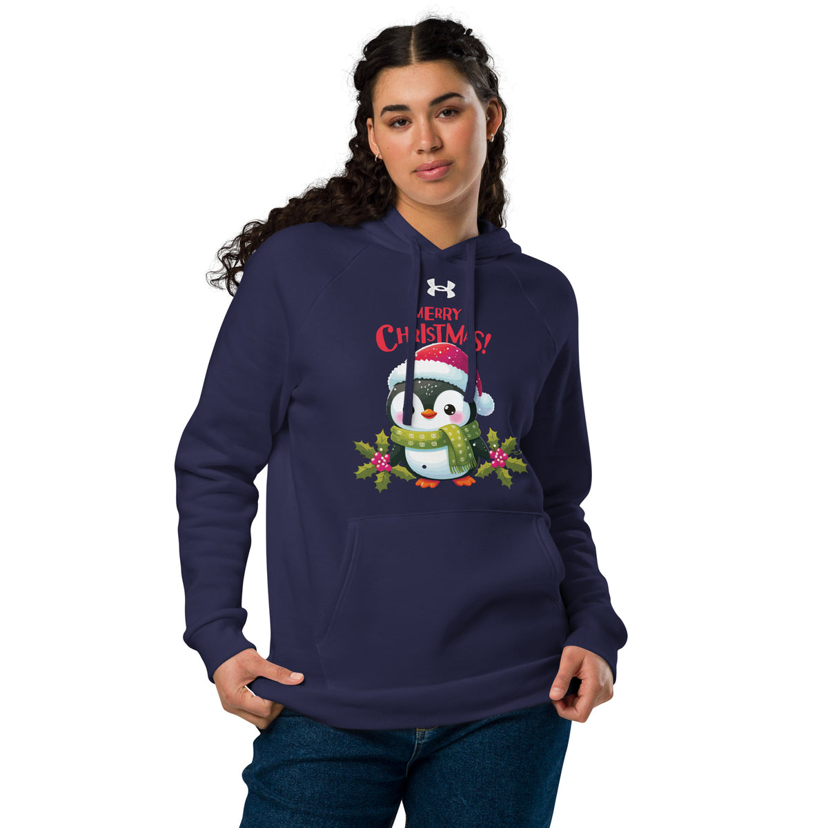 Holiday Hugs Hoodie - A Penguin's Merry Embrace - - Hoodies