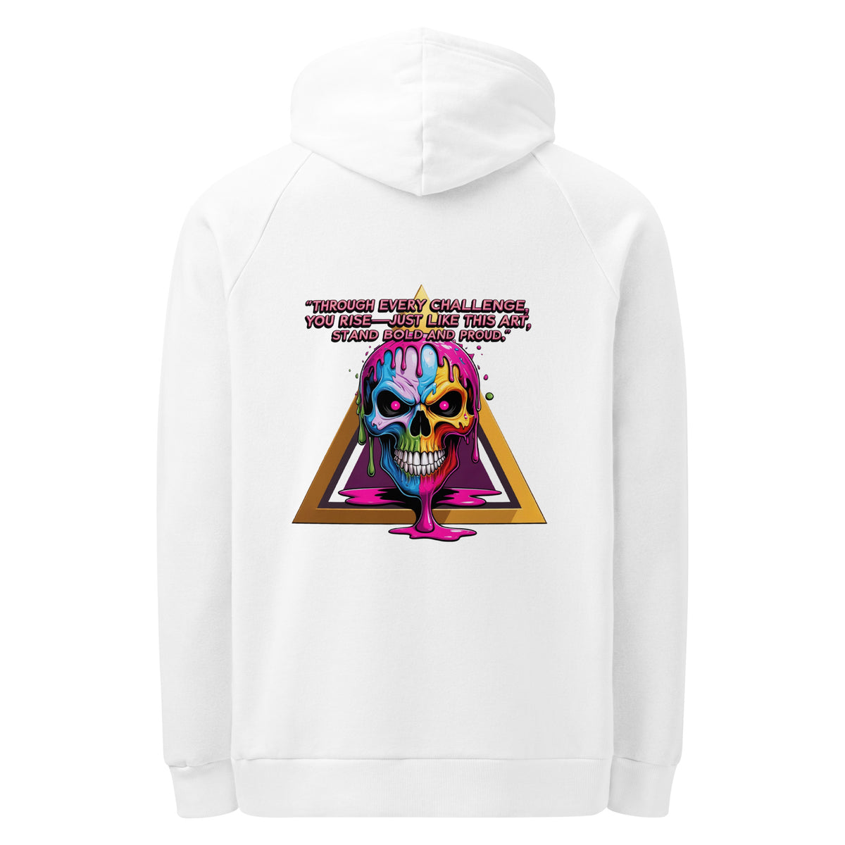 Through Every Challenge - Neon Skull Hoodie - White - Hoodies