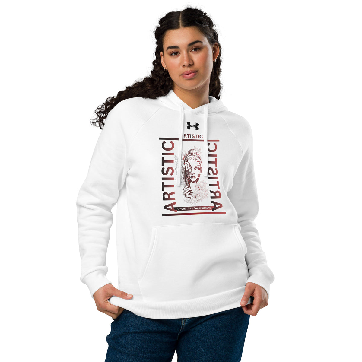 Elegance Unveiled - Artistic Floral Hoodie - White - Hoodies