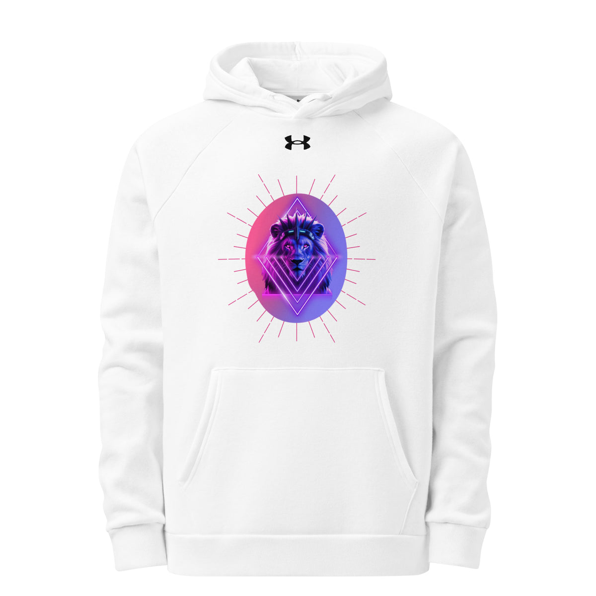 Neon Majesty - Lion's Mystical Aura Hoodie - White - Hoodies