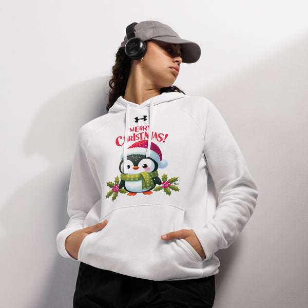 Holiday Hugs Hoodie - A Penguin's Merry Embrace - White - Hoodies