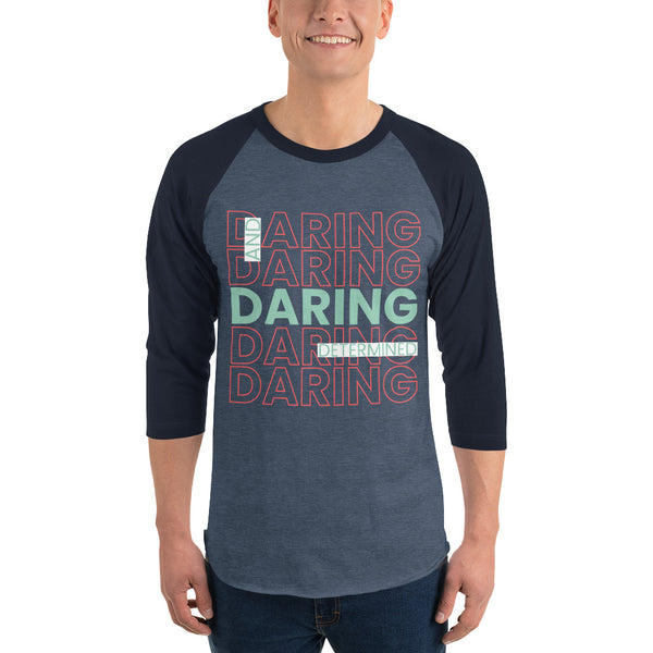 Daring and Determined Motivational Tee - Heather Denim Navy - T-shirts