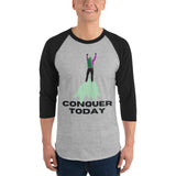 Conquer Today - Motivational Hiker T-Shirt - Heather Grey Black - T-shirts