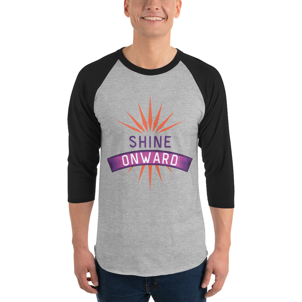 Embrace the Glow - SHINE ONWARD Raglan Tee - Heather Grey Black - T-shirts