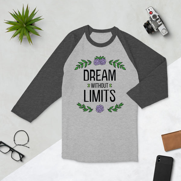 Dream Without Limits - Inspirational Floral Tee - Heather Grey Heather Charcoal - T-shirts