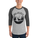 Grit and Grace - Majestic Stag Raglan Shirt - Heather Grey Heather Charcoal - T.shirts