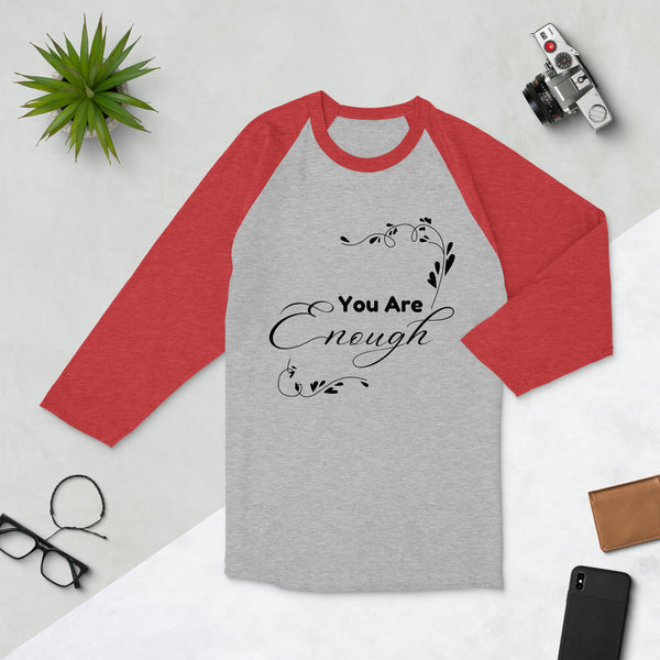 You Are Enough Inspirational Tee - Heather Grey Heather Red - T.shirts