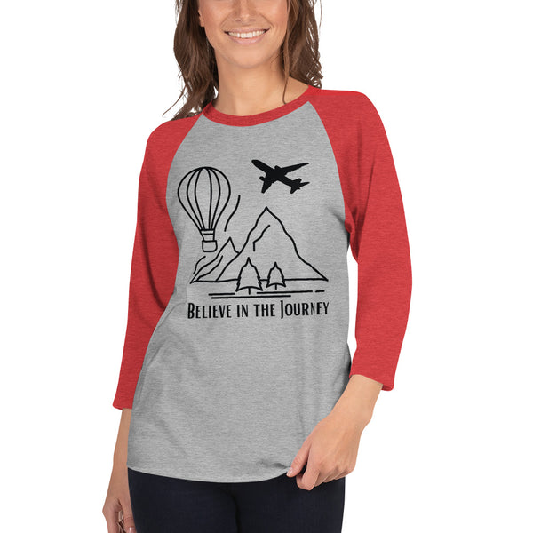 Believe in the Journey Adventure Tee - Heather Grey Heather Red - T-shirts