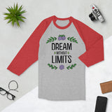 Dream Without Limits - Inspirational Floral Tee - Heather Grey Heather Red - T-shirts