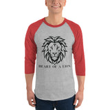 Heart of a Lion - Bold Statement T-Shirt - Heather Grey Heather Red - T.shirts