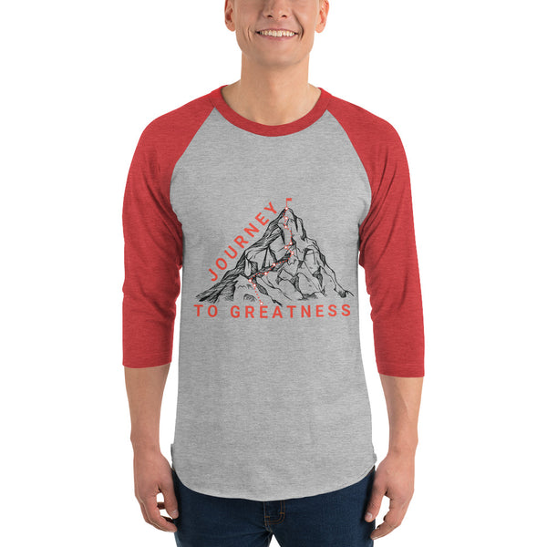 Redefine Your Path - Journey to Greatness Raglan Shirt - Heather Grey Heather Red - T.shirts