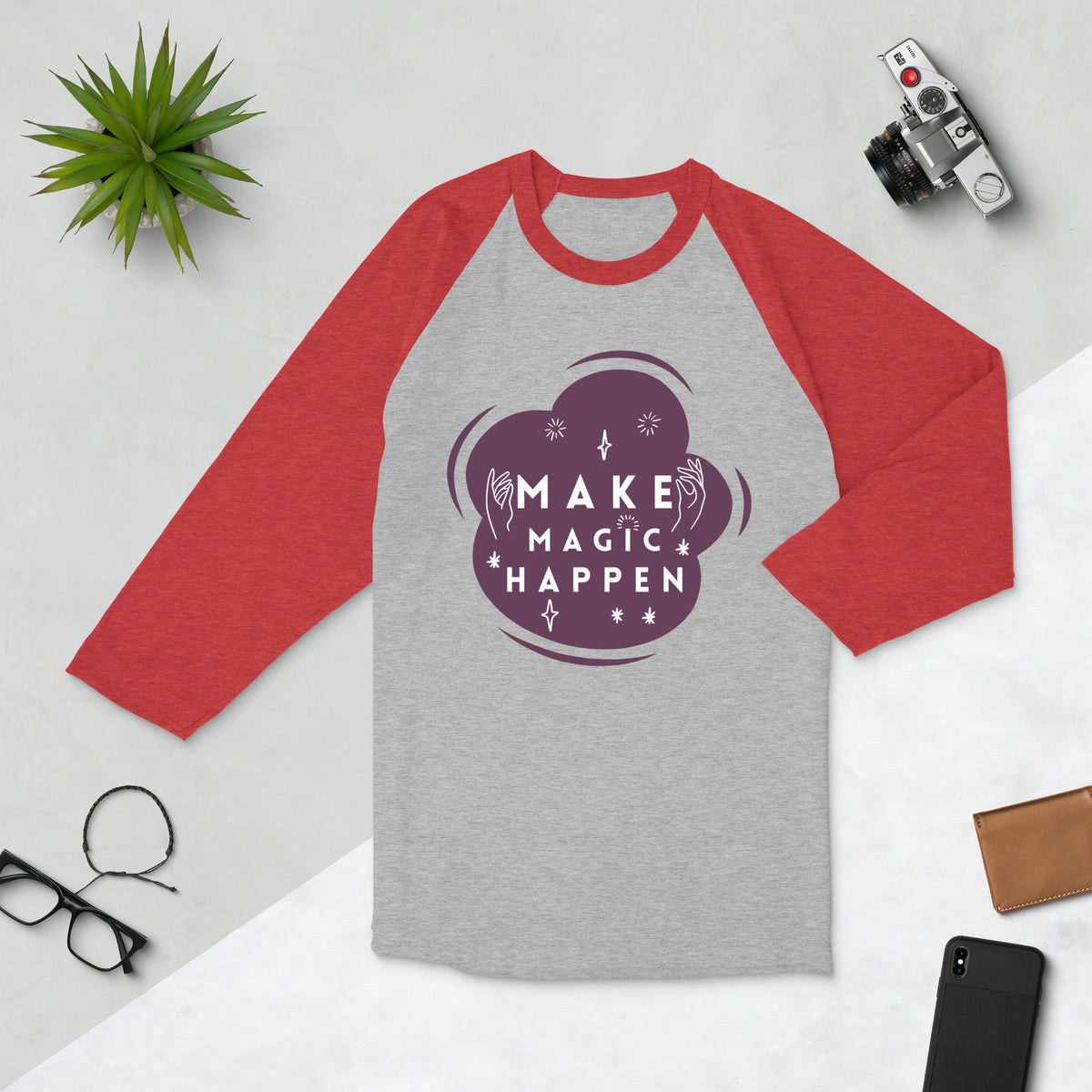 Conjure Your Dreams- Make Magic Happen Shirt - Heather Grey Heather Red - T-shirts