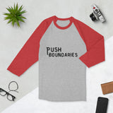 Break Limits - Push Boundaries Motivational Raglan - Heather Grey Heather Red - T-shirts