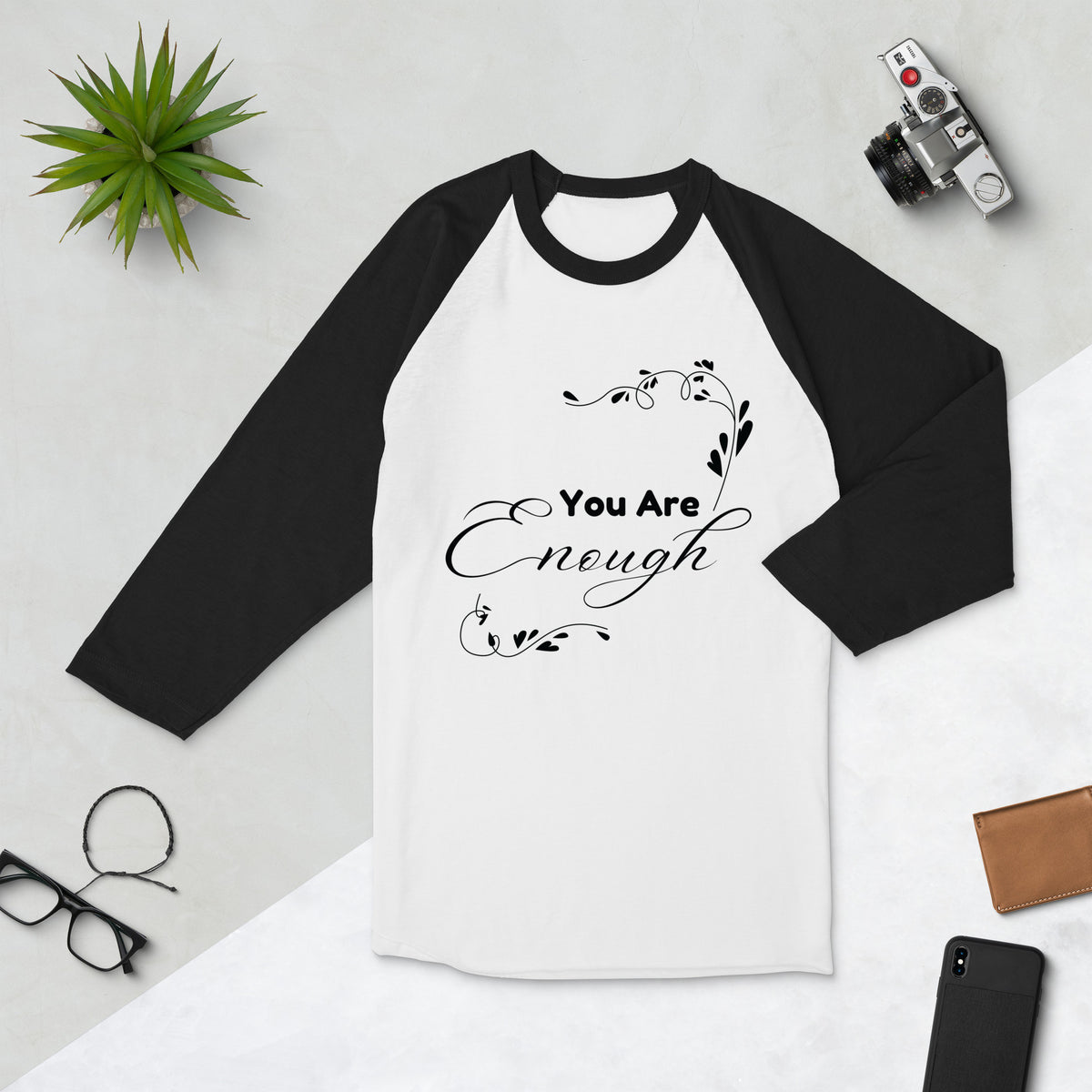 You Are Enough Inspirational Tee - White Black - T.shirts