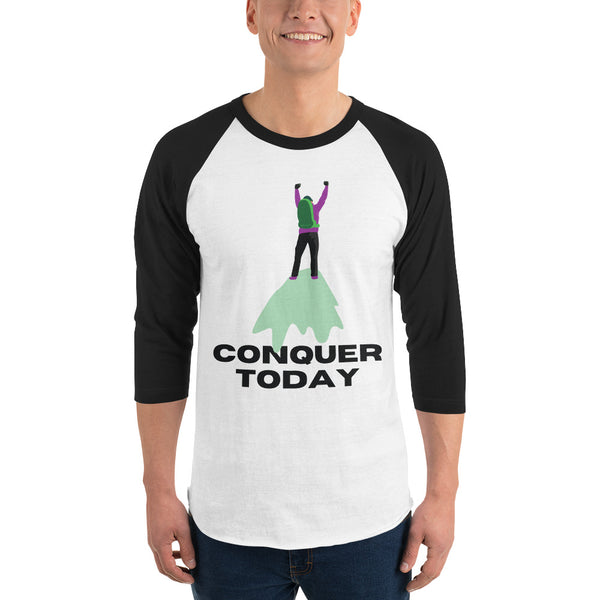 Conquer Today - Motivational Hiker T-Shirt - White Black - T-shirts