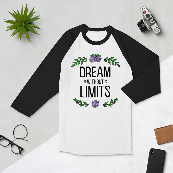 Dream Without Limits - Inspirational Floral Tee - White Black - T-shirts