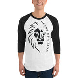 Fierce and Fearless - Heart of a Lion Raglan - White Black - T-shirts