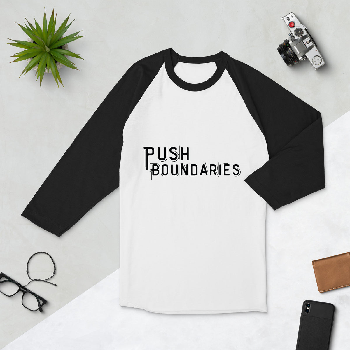 Break Limits - Push Boundaries Motivational Raglan - White Black - T-shirts