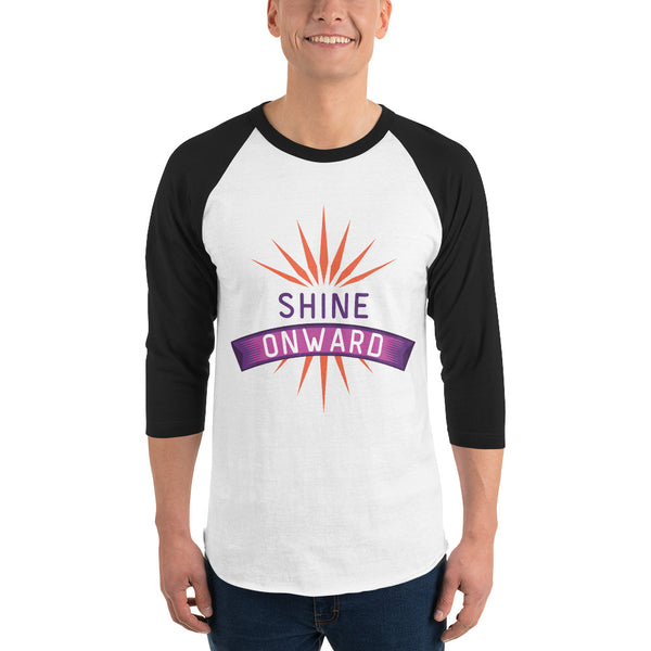 Embrace the Glow - SHINE ONWARD Raglan Tee - White Black - T-shirts