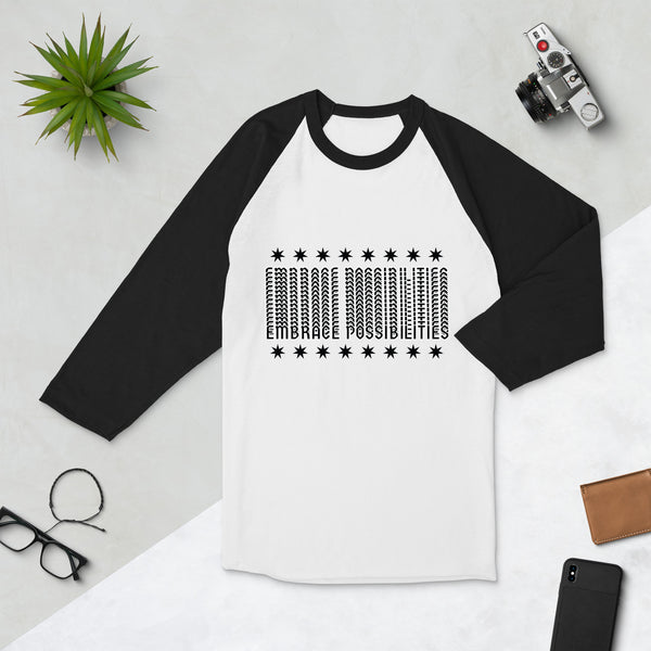 Geometric Flair - Embrace Possibilities Raglan - White Black - T.shirts