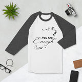 You Are Enough Inspirational Tee - White Heather Charcoal - T.shirts