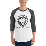 Heart of a Lion - Bold Statement T-Shirt - White Heather Charcoal - T.shirts