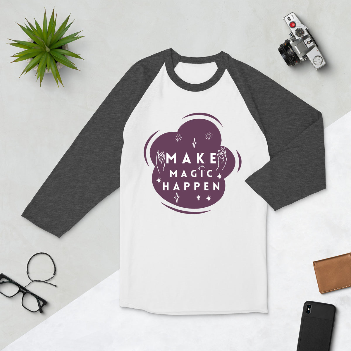 Conjure Your Dreams- Make Magic Happen Shirt - White Heather Charcoal - T-shirts