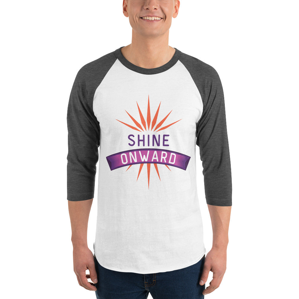 Embrace the Glow - SHINE ONWARD Raglan Tee - White Heather Charcoal - T-shirts