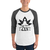 Zen Awakening - Meditative Lotus Raglan - White Heather Charcoal - T.shirts