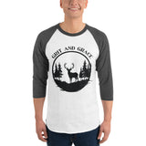 Grit and Grace - Majestic Stag Raglan Shirt - White Heather Charcoal - T.shirts