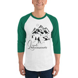 Mountain Explorer - Live Adventurously ¾ Raglan Sleeve Shirt - White Kelly - T.shirts