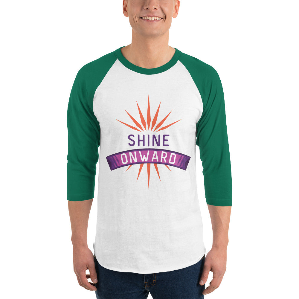 Embrace the Glow - SHINE ONWARD Raglan Tee - White Kelly - T-shirts