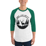 Grit and Grace - Majestic Stag Raglan Shirt - White Kelly - T.shirts