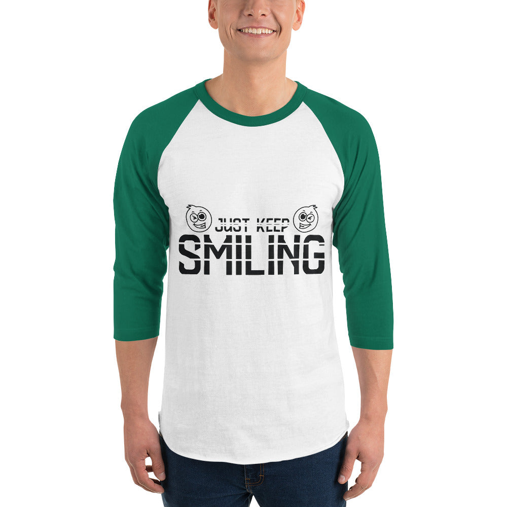 Just Keep Smiling - Cheerful Raglan Tee - White Kelly - T.shirts