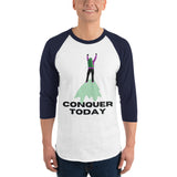 Conquer Today - Motivational Hiker T-Shirt - White Navy - T-shirts