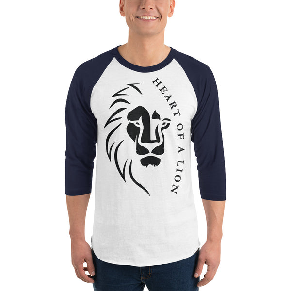 Fierce and Fearless - Heart of a Lion Raglan - White Navy - T-shirts