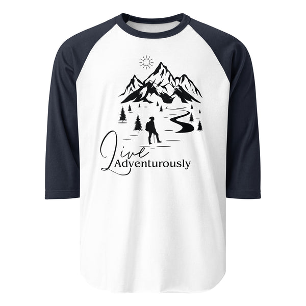 Mountain Explorer - Live Adventurously ¾ Raglan Sleeve Shirt - - T.shirts