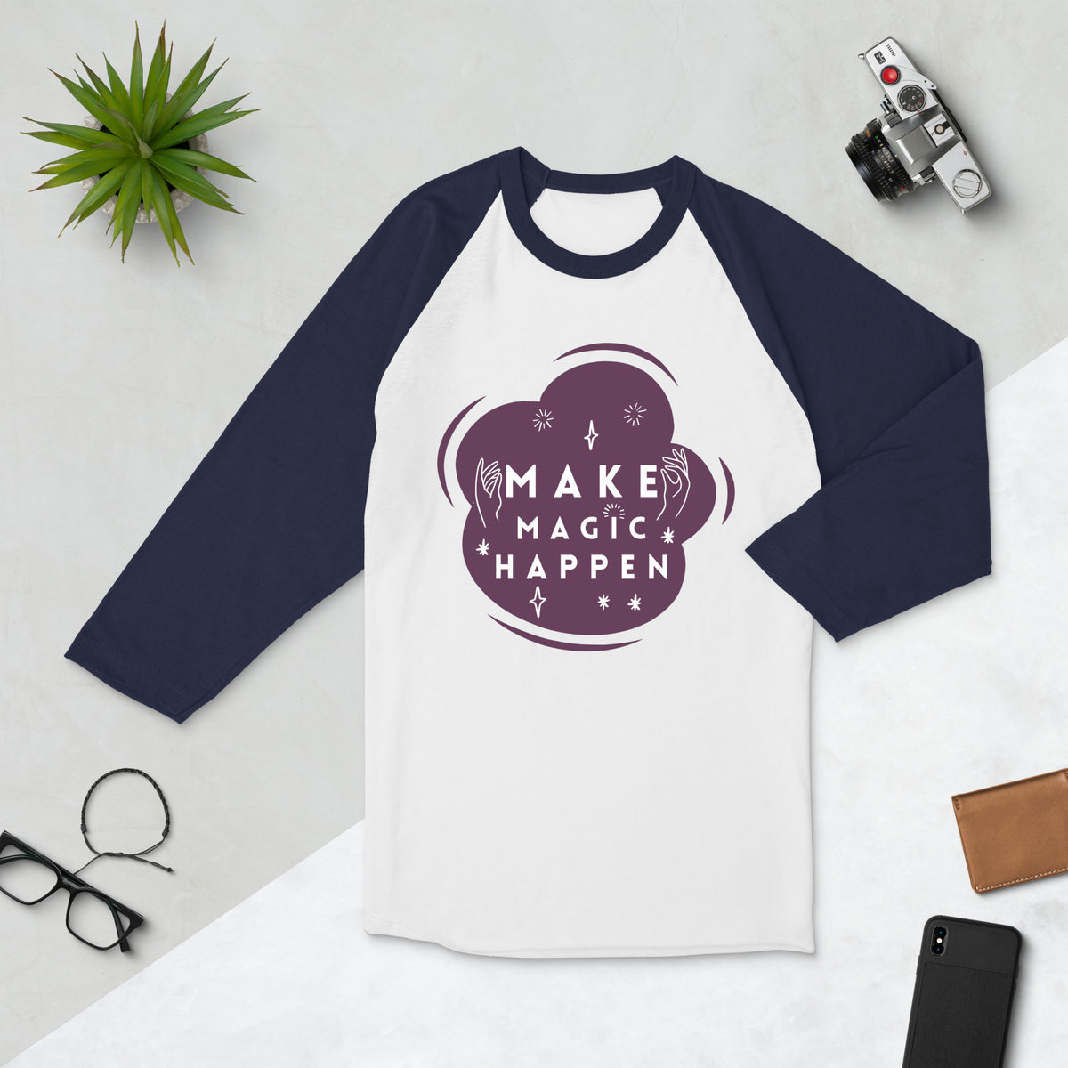 Conjure Your Dreams- Make Magic Happen Shirt - White Navy - T-shirts