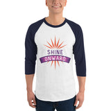 Embrace the Glow - SHINE ONWARD Raglan Tee - White Navy - T-shirts