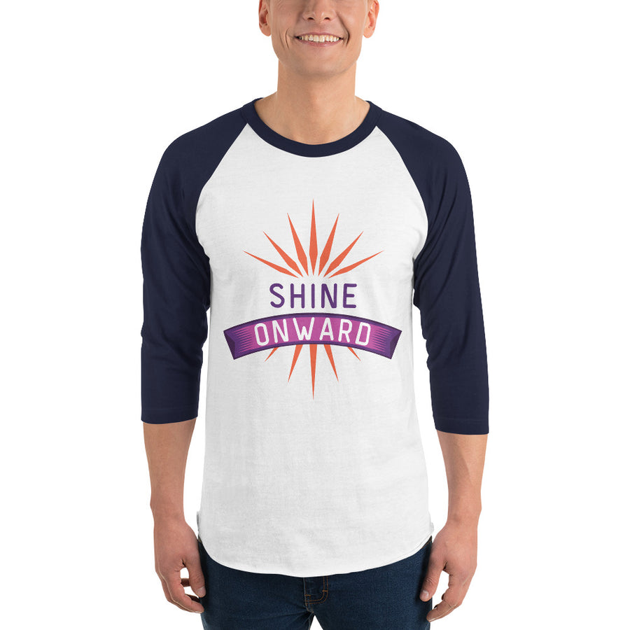 Embrace the Glow - 3/4 Sleeve Raglan Shirt - White Navy - T-shirts