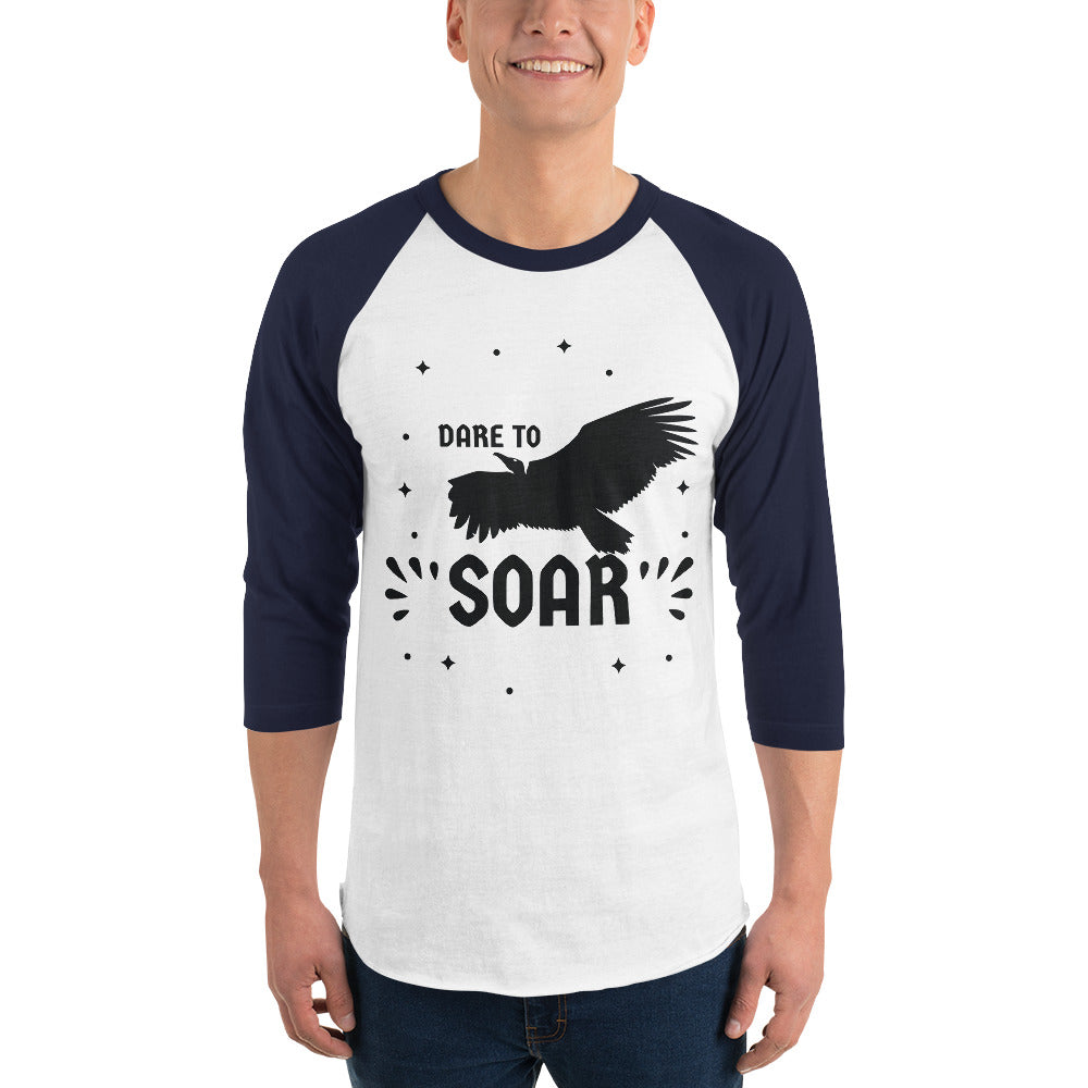 Dynamic "DARE TO SOAR" Motivational Shirt - White Navy - T-shirts