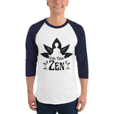 Zen Awakening - Meditative Lotus Raglan - White Navy - T.shirts