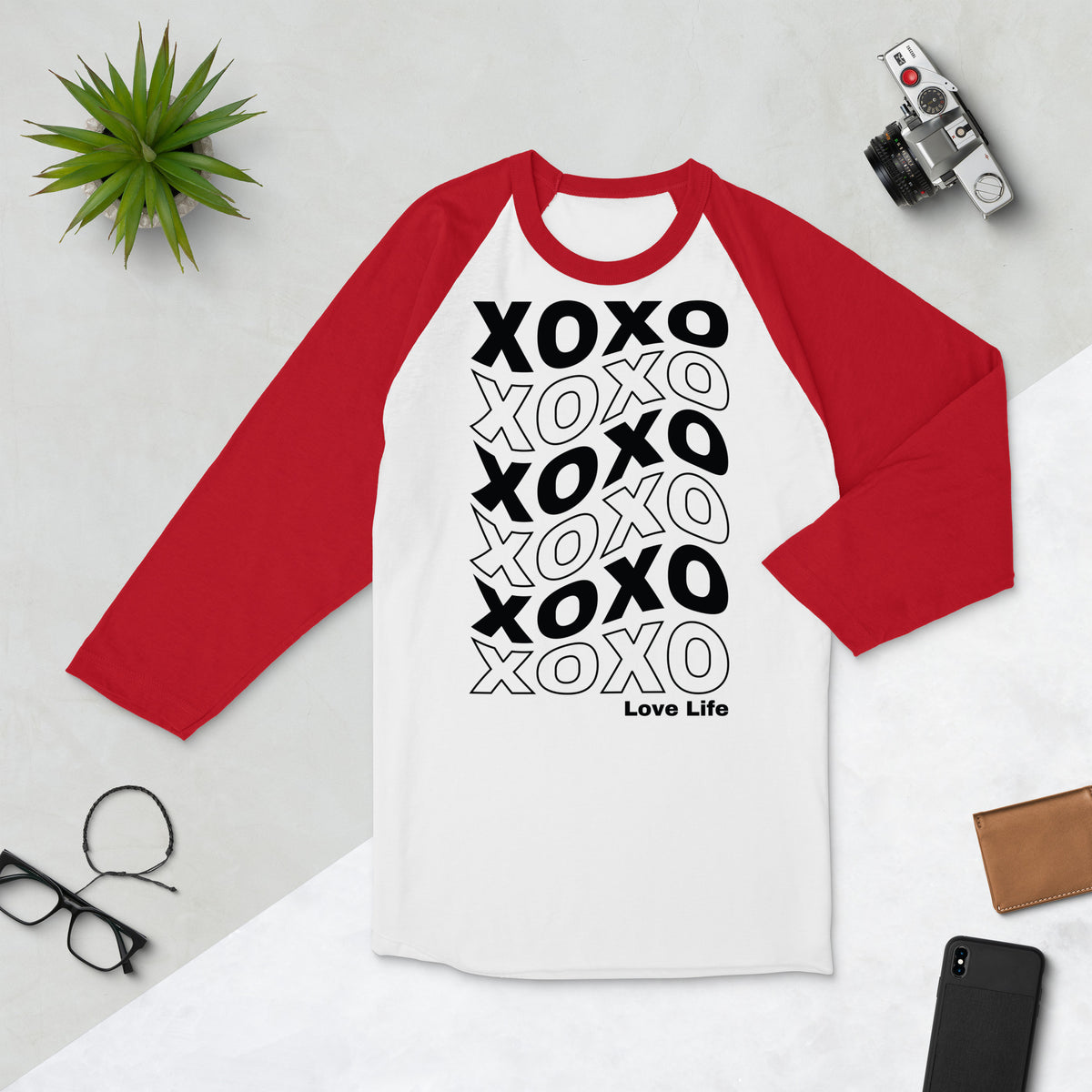 XO Pattern Motivational Shirt - White Red - T.shirts