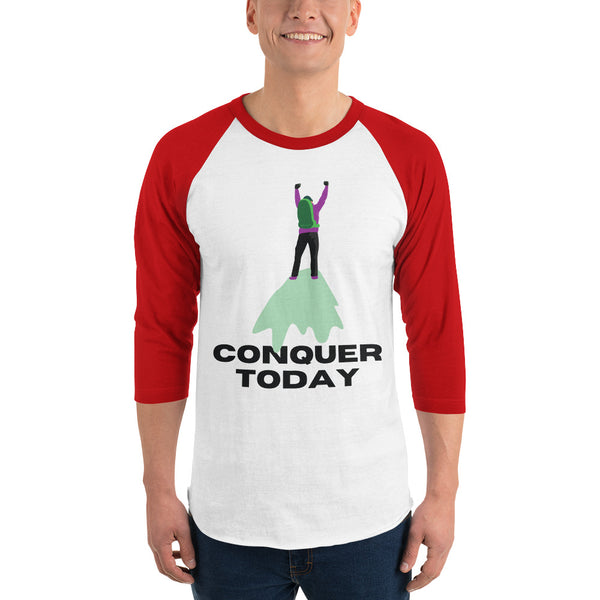 Conquer Today - Motivational Hiker T-Shirt - White Red - T-shirts