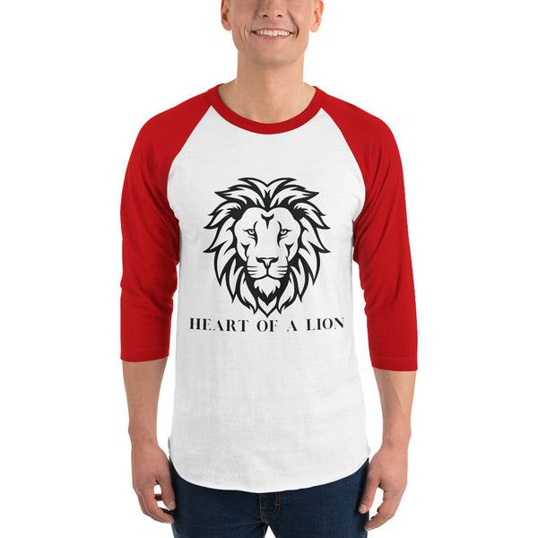 Heart of a Lion - Bold Statement T-Shirt - White Red - T.shirts