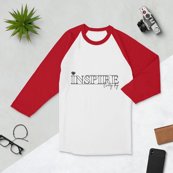 Empower with Style - Inspire Every Day Raglan - White Red - T-shirts