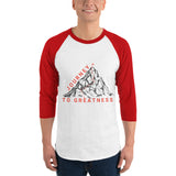 Redefine Your Path - Journey to Greatness Raglan Shirt - White Red - T.shirts