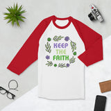 Faith and Florals - Keep the Faith Raglan - White Red - T-shirts