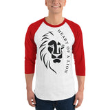 Fierce and Fearless - Heart of a Lion Raglan - White Red - T-shirts