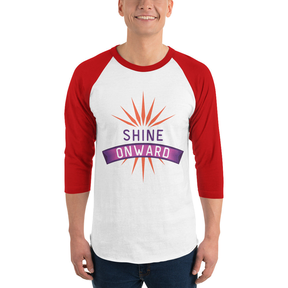 Embrace the Glow - SHINE ONWARD Raglan Tee - White Red - T-shirts